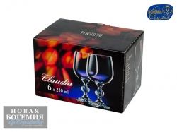 Набор бокалов для вина Клаудия (Claudia) 230мл, Отводка золото (6 штук) Набор бокалов для вина Клаудия (Claudia) 230мл, Отводка золото (6 штук)